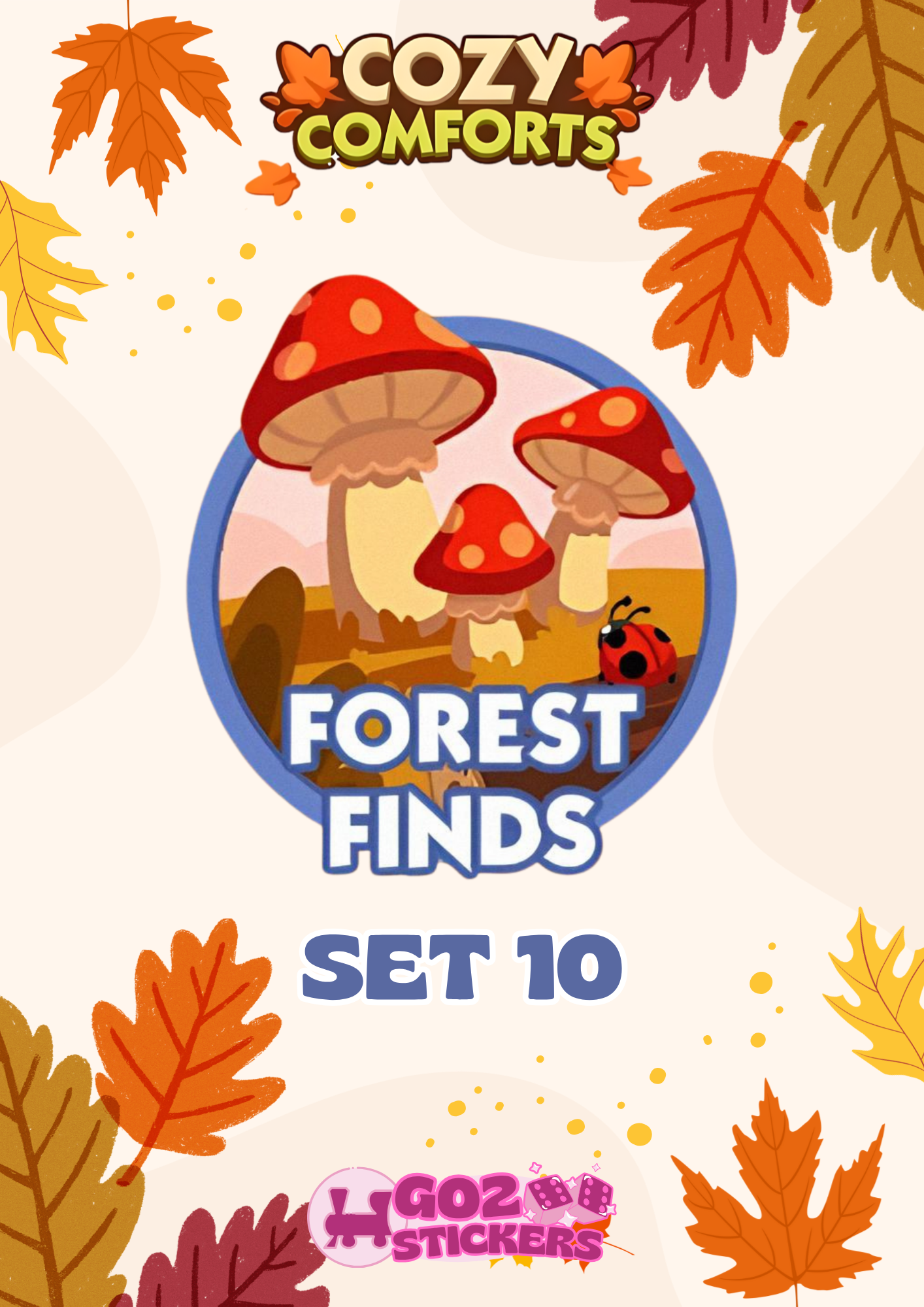 SET 10 (Forest Finds) Cozy Comforts Set - Monopoly GO! Stickers