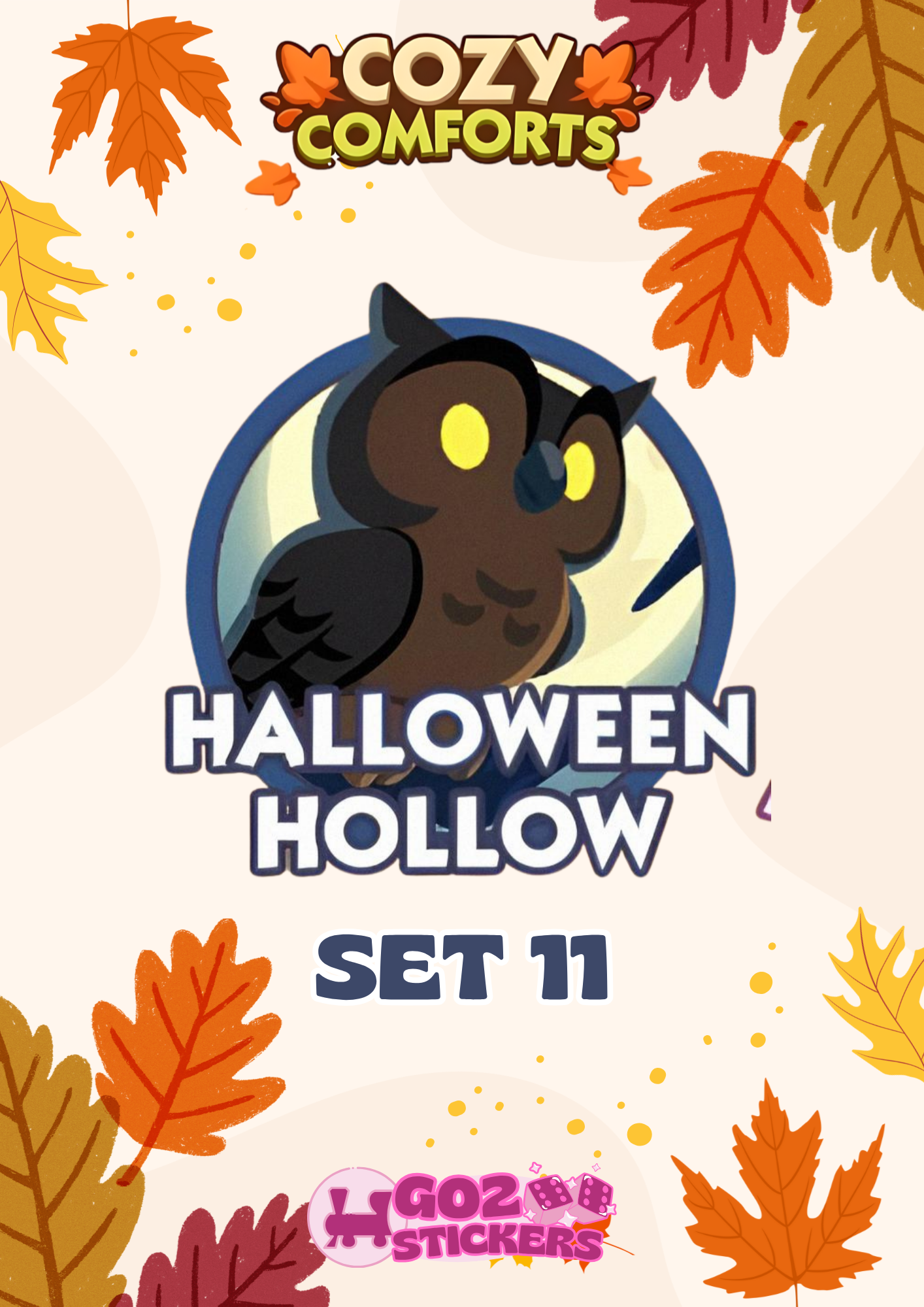 SET 11 (Halloween Hollow) Cozy Comforts Set - Monopoly GO! Stickers