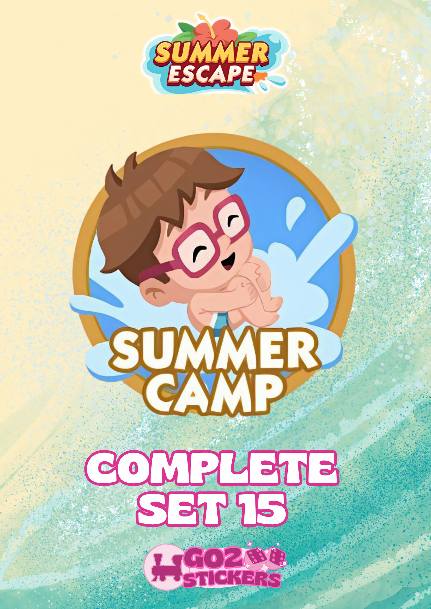 SET 15 (Summer Camp) Summer Escape Set - Monopoly GO! Stickers