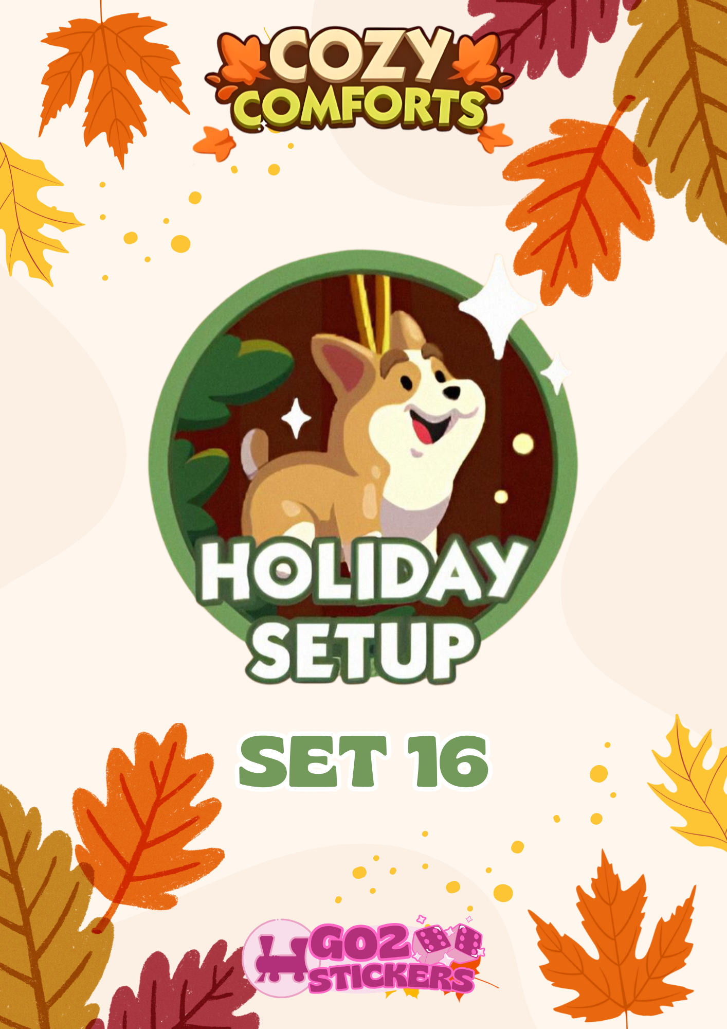 SET 16 (Holiday Setup) Cozy Comforts Set - Monopoly GO! Stickers
