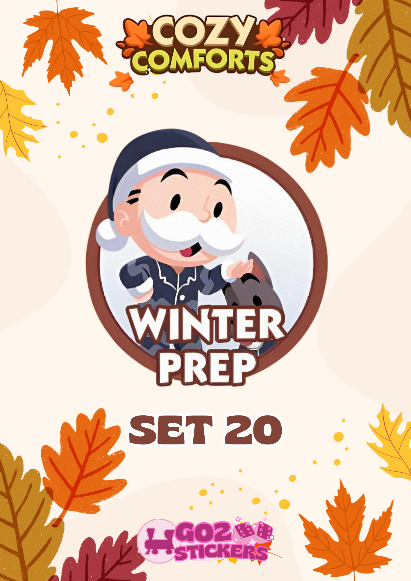 SET 20 (Winter Prep) Cozy Comforts Set - Monopoly GO! Stickers