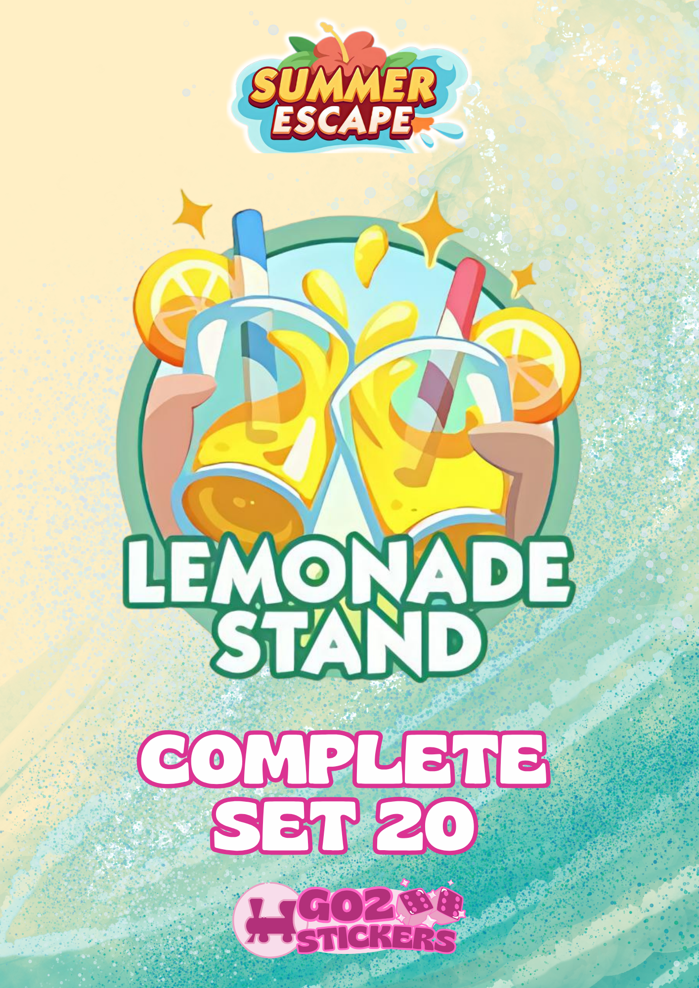 SET 20 (Lemonade Stand) Summer Escape Set - Monopoly GO! Stickers
