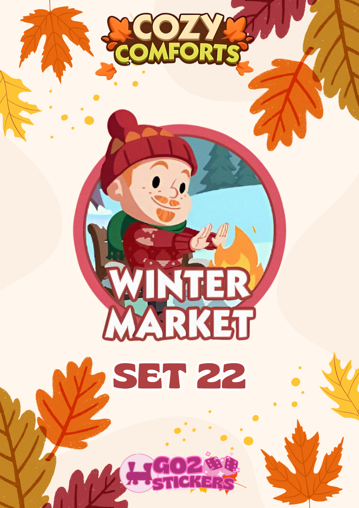 SET 22 (Winter Market) Cozy Comforts Set - Monopoly GO! Stickers
