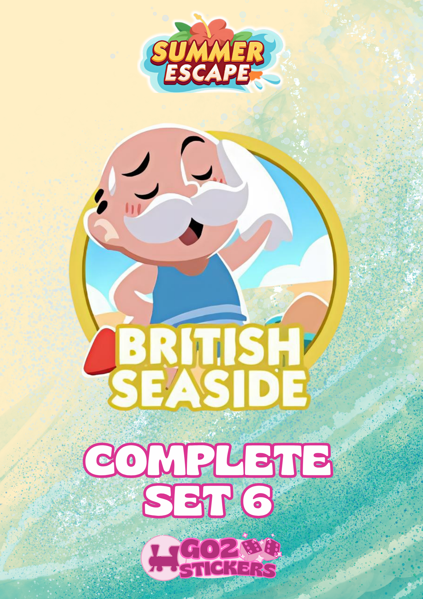 SET 6 (British Seaside) Summer Escape Set - Monopoly GO! Stickers