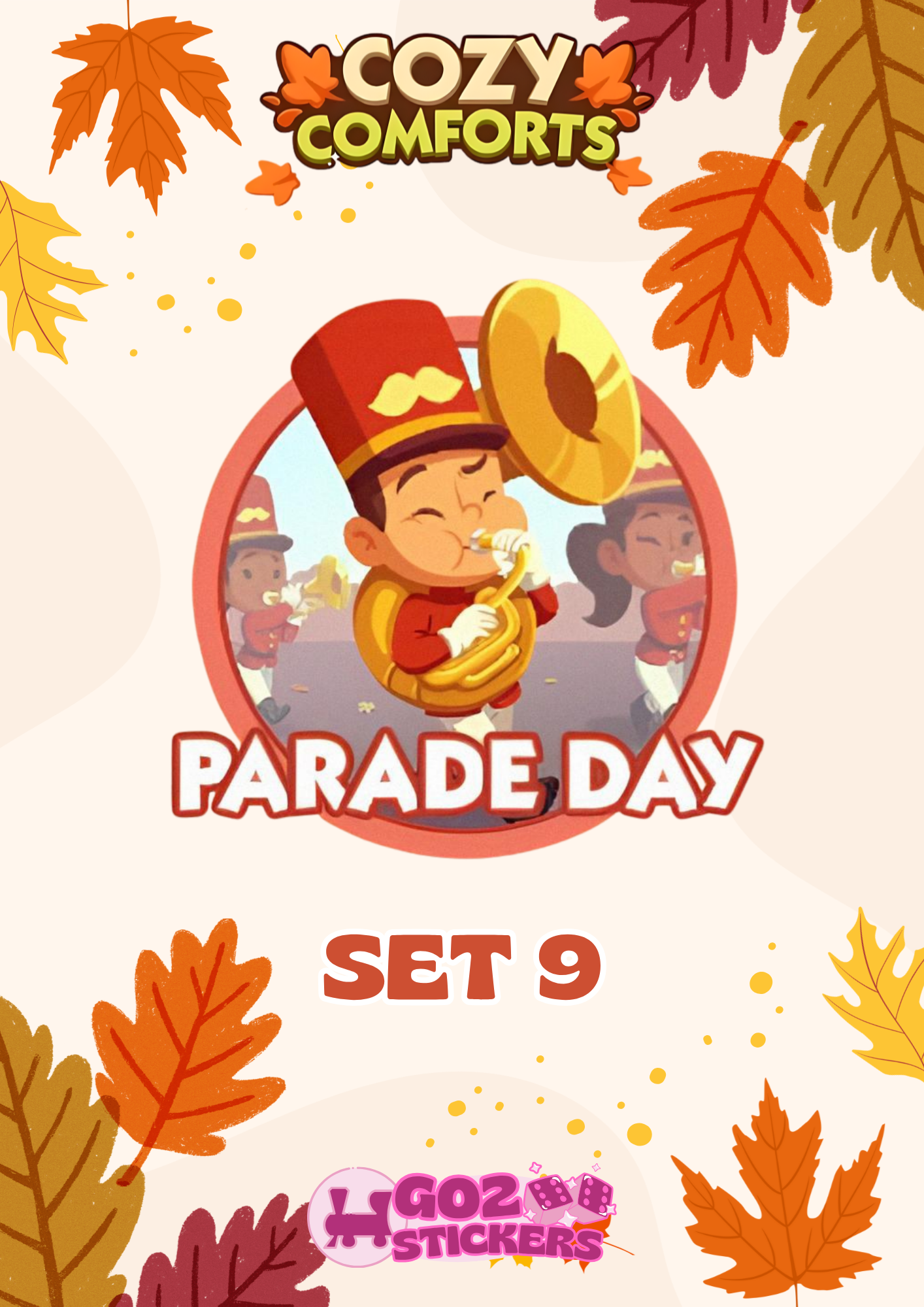 SET 9 (Parade Day) Cozy Comforts Set - Monopoly GO! Stickers