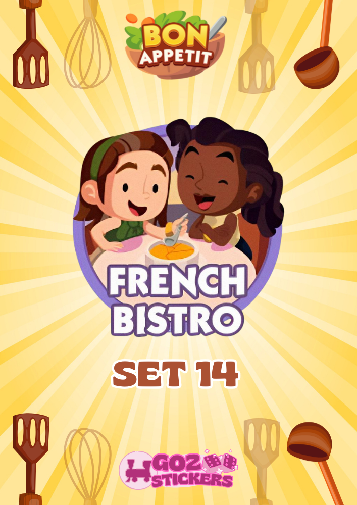 SET 14 (French Bistro) Bon Appetit Set - Monopoly GO! Stickers