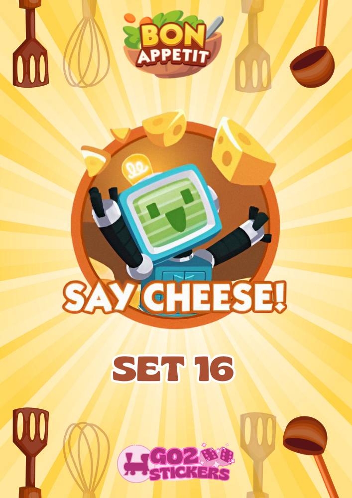 SET 16 (Say Cheese!) Bon Appetit Set - Monopoly GO! Stickers