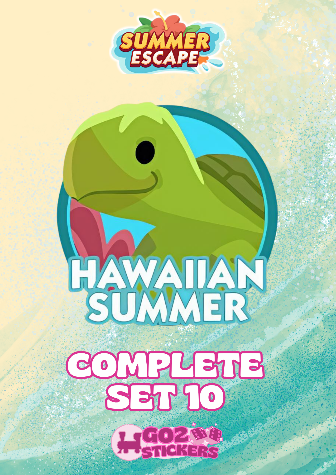 SET 10 (Hawaiian Summer) Summer Escape Set - Monopoly GO! Stickers
