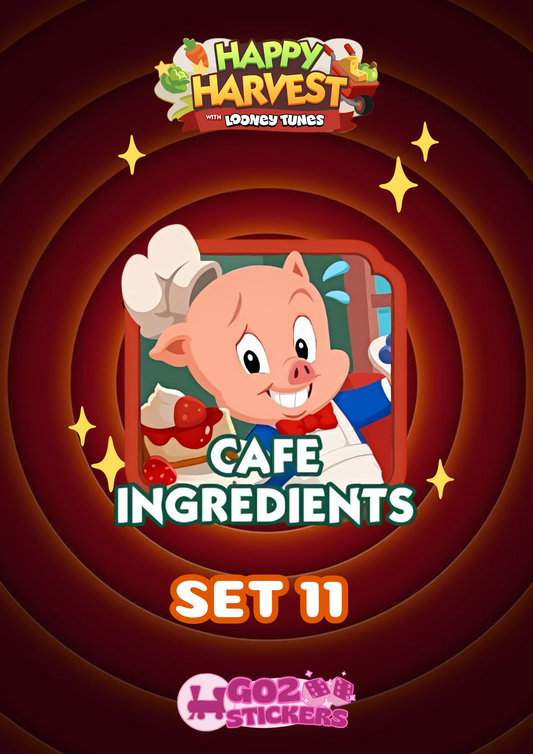 SET 11 (Cafe Ingredients) Happy Harvest with Looney Tunes Album - Monopoly GO! Stickers