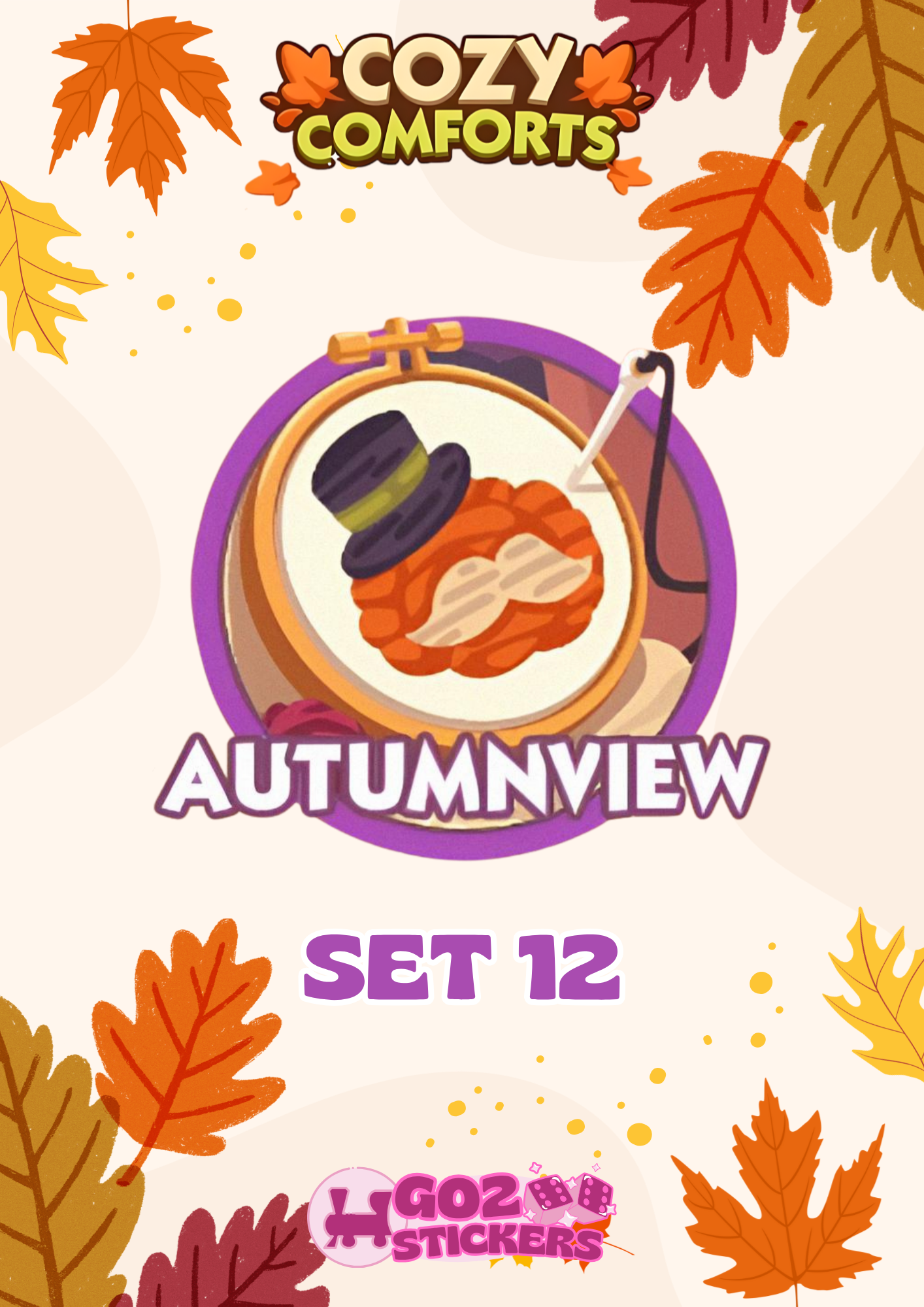 SET 12 (Autumnview) Cozy Comforts Set - Monopoly GO! Stickers