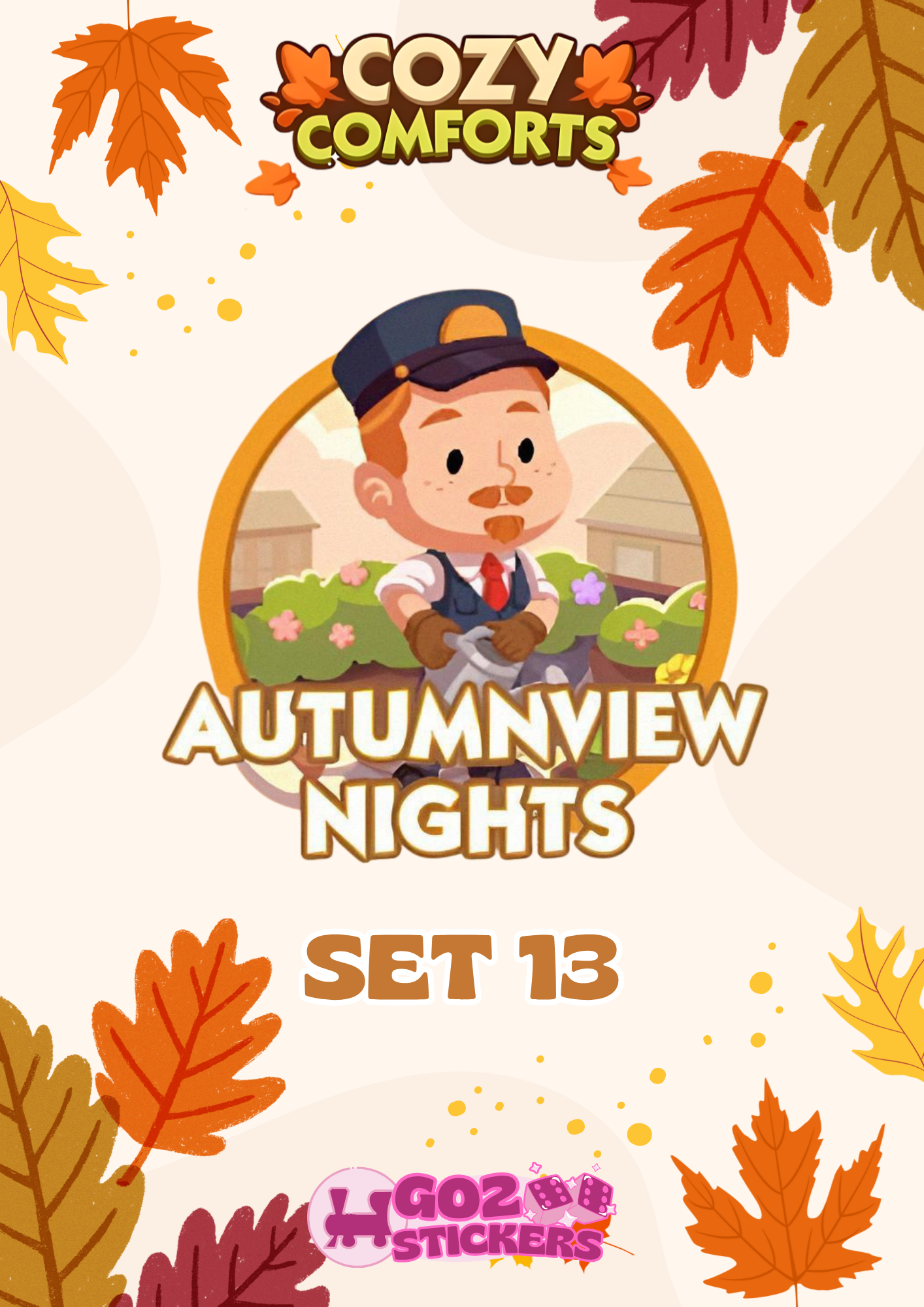 SET 13 (Autumnview Nights) Cozy Comforts Set - Monopoly GO! Stickers