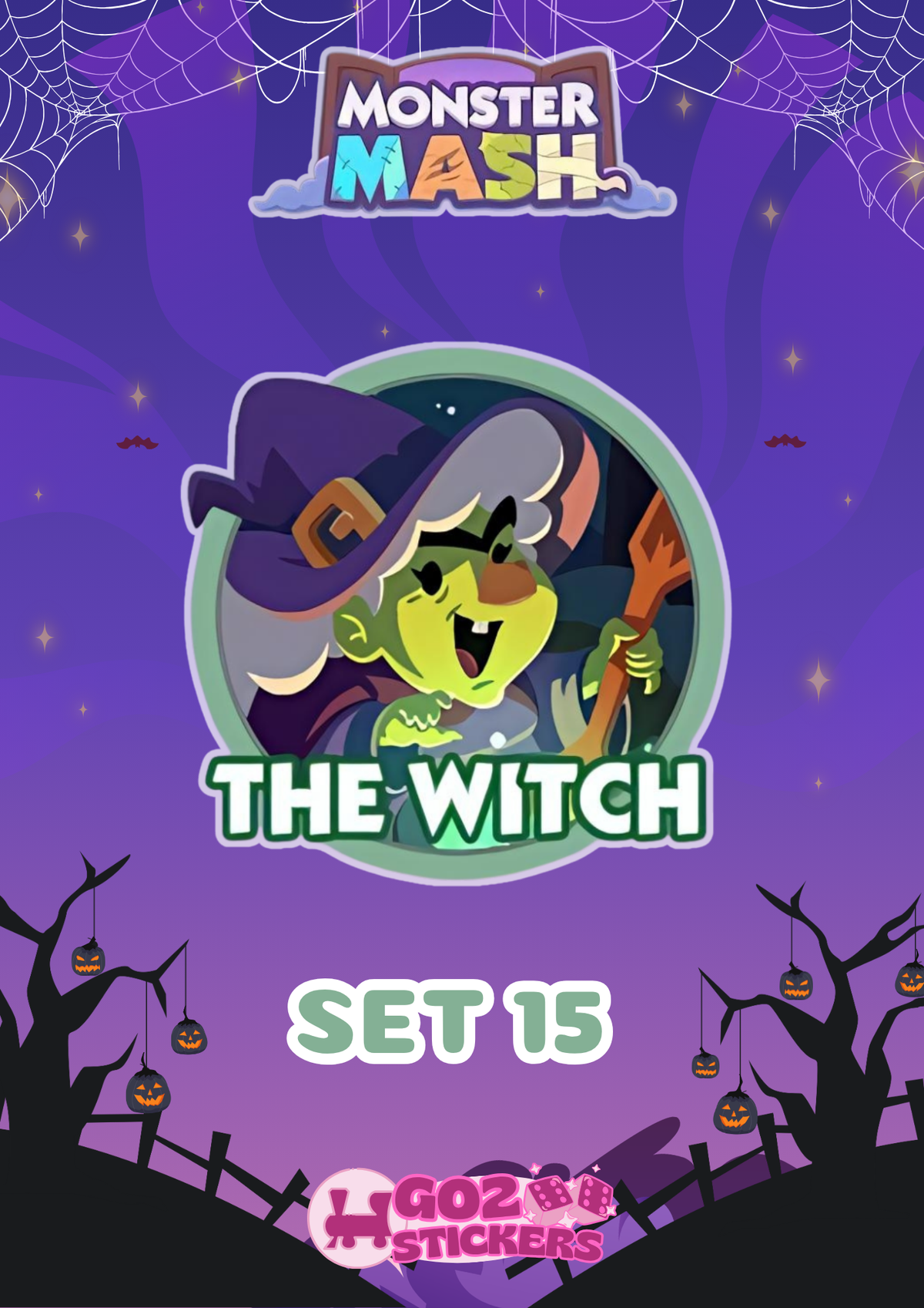 SET 15 (The Witch) Monster Mash Album - Monopoly GO! Stickers
