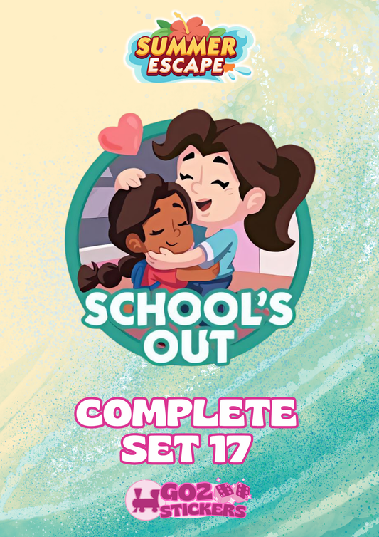 SET 17 (School's Out) Summer Escape Set - Monopoly GO! Stickers