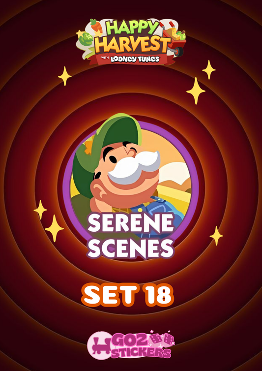 SET 18 (Serene Scenes) Happy Harvest with Looney Tunes Album - Monopoly GO! Stickers