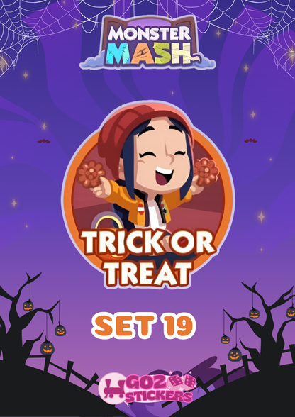 SET 19 (Trick Or Treat) Monster Mash Album - Monopoly GO! Stickers