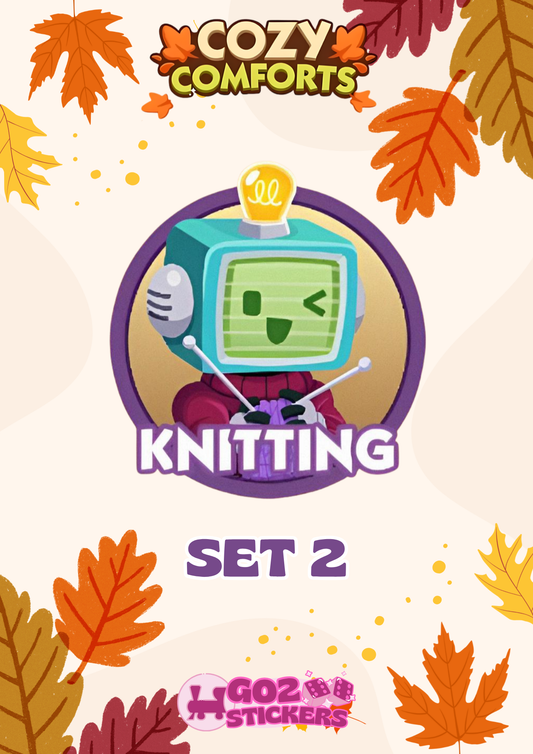 SET 2 (Knitting) Cozy Comforts Set - Monopoly GO! Stickers