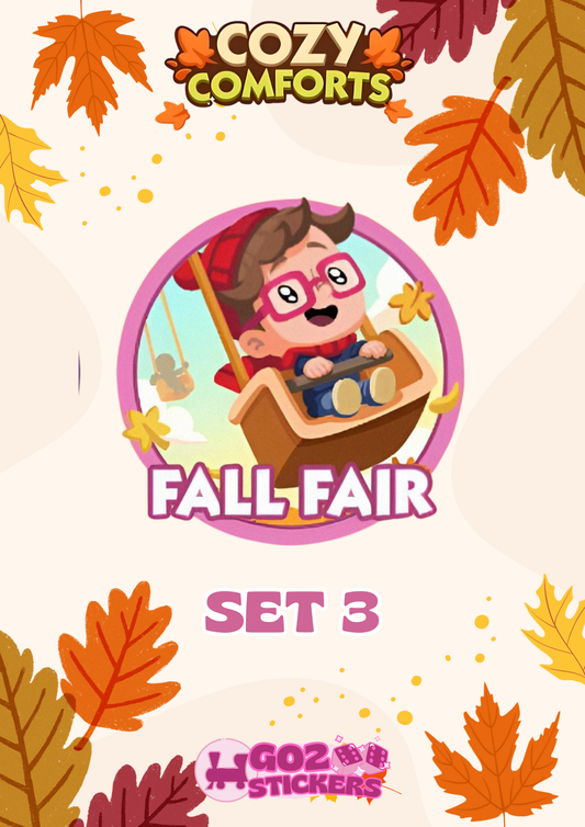 SET 3 (Fall Fair) Cozy Comforts Set - Monopoly GO! Stickers