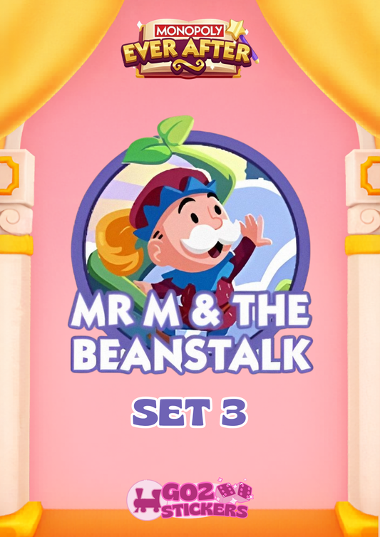 SET 3 (Mr M & the Beanstalk) Ever After Album - Monopoly GO! Stickers
