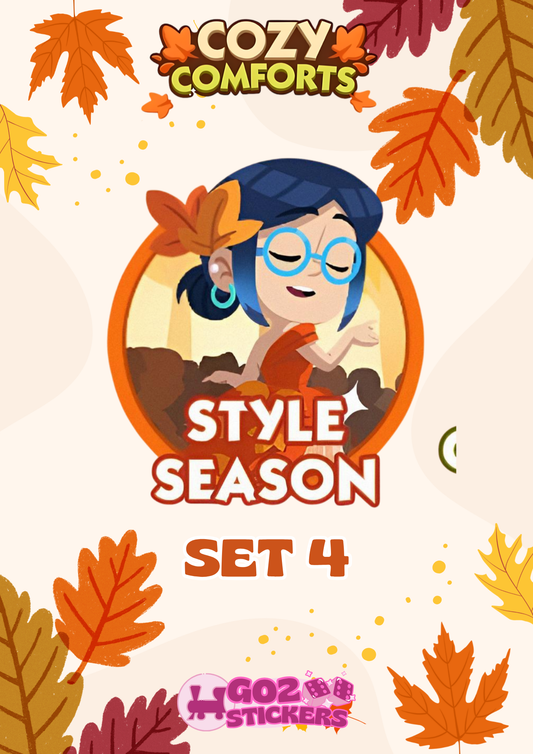 SET 4 (Style Season) Cozy Comforts Set - Monopoly GO! Stickers