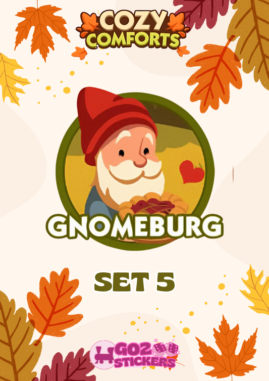 SET 5 (Gnomeburg) Cozy Comforts Set - Monopoly GO! Stickers