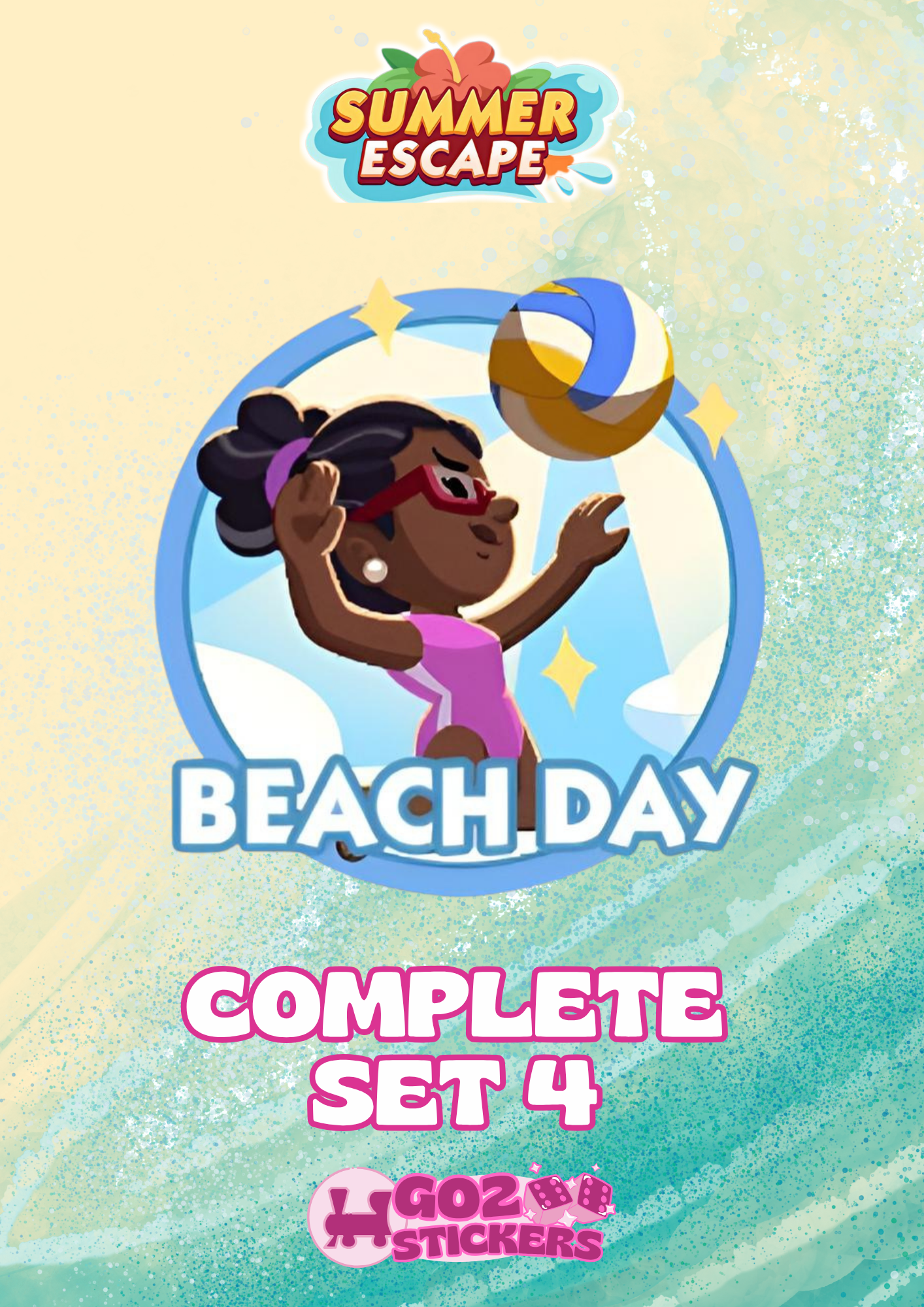 SET 4 (Beach Day) Summer Escape Set - Monopoly GO! Stickers