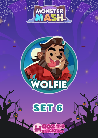 SET 6 (Wolfie) Monster Mash Album - Monopoly GO! Stickers