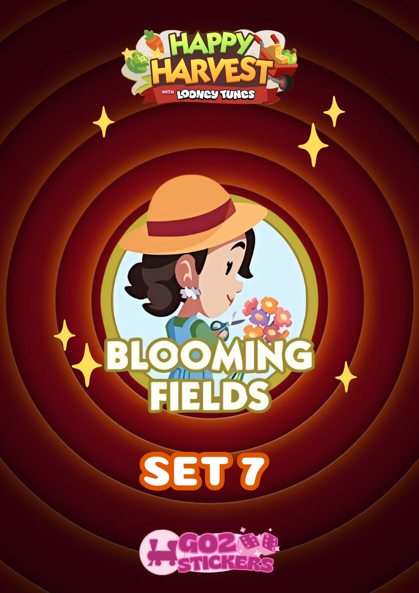 SET 7 (Blooming Fields) Happy Harvest with Looney Tunes Album - Monopoly GO! Stickers