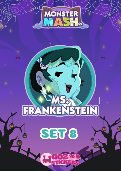 SET 8 (Ms. Frankenstein) Monster Mash Album - Monopoly GO! Stickers