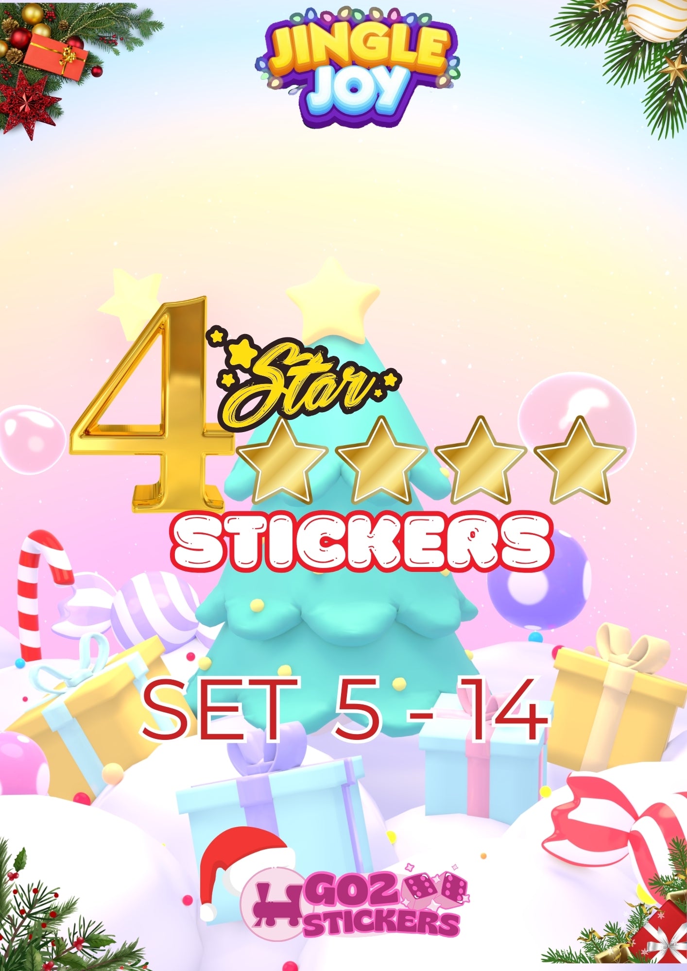 ⭐⭐⭐⭐ 4 STARS STICKERS (Set 5 - Set 14) - Jingle Joy Set