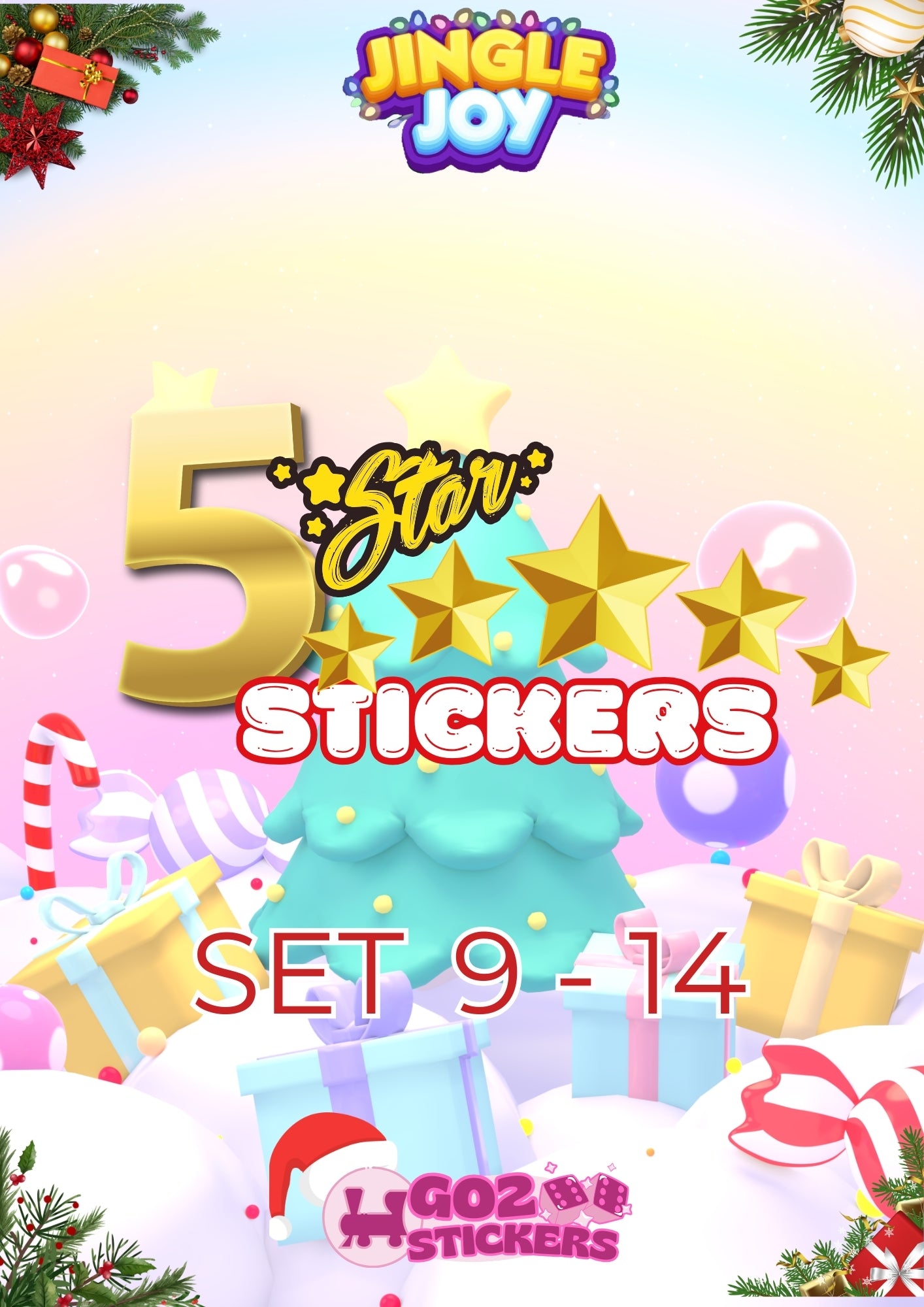 ⭐⭐⭐⭐⭐ 5 STARS STICKERS (Set 9 - Set 14) - Jingle Joy Set