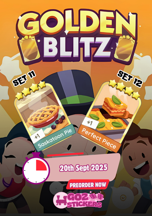 🏆 GOLDEN BLITZ 🏆 (Saskatoon Pie/Perfect Piece)- MONOPOLY GO! STICKERS