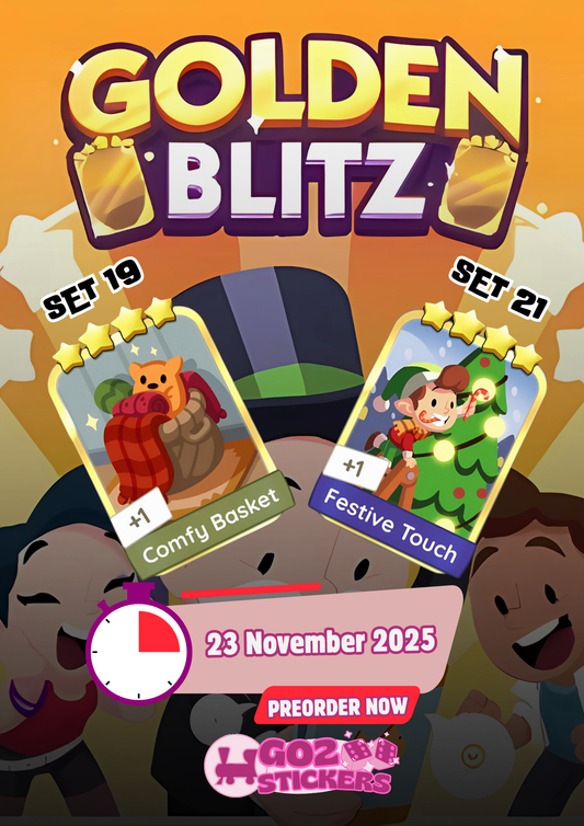 🏆 GOLDEN BLITZ 🏆 (Comfy Basket/Festive Touch - MONOPOLY GO! STICKERS