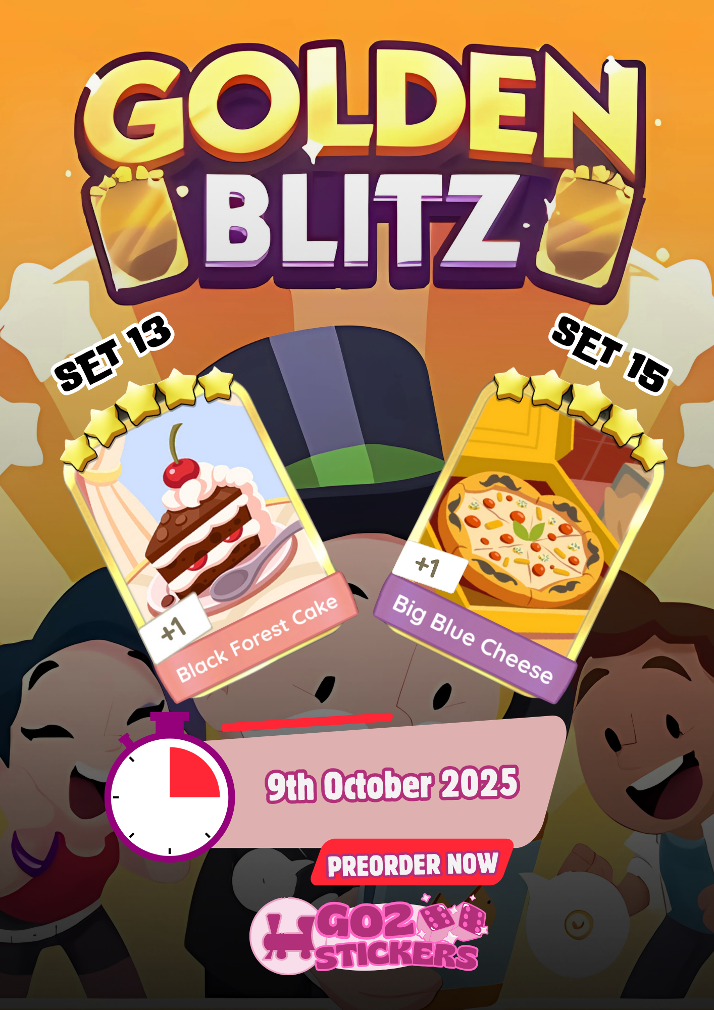 🏆 GOLDEN BLITZ 🏆 (Black Forest Cake/Big Blue Cheese)- MONOPOLY GO! STICKERS