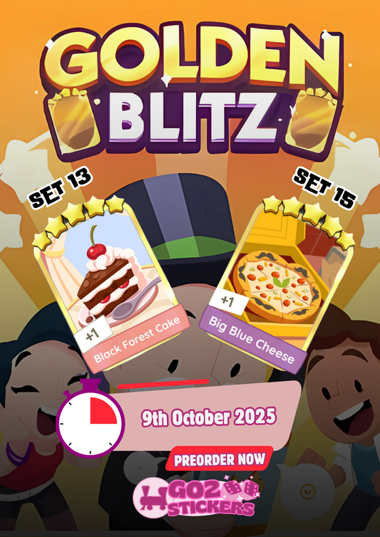 🏆 GOLDEN BLITZ 🏆 (Black Forest Cake/Big Blue Cheese)- MONOPOLY GO! STICKERS