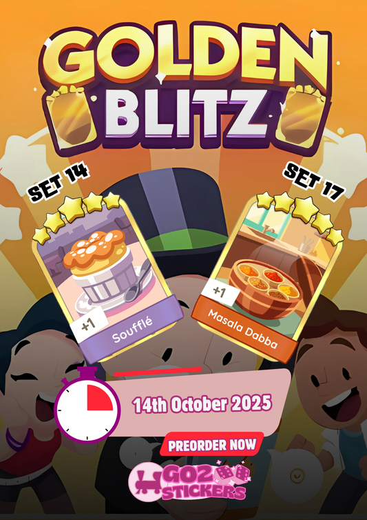 🏆 GOLDEN BLITZ 🏆 (Souffle/Masala Dabba)- MONOPOLY GO! STICKERS