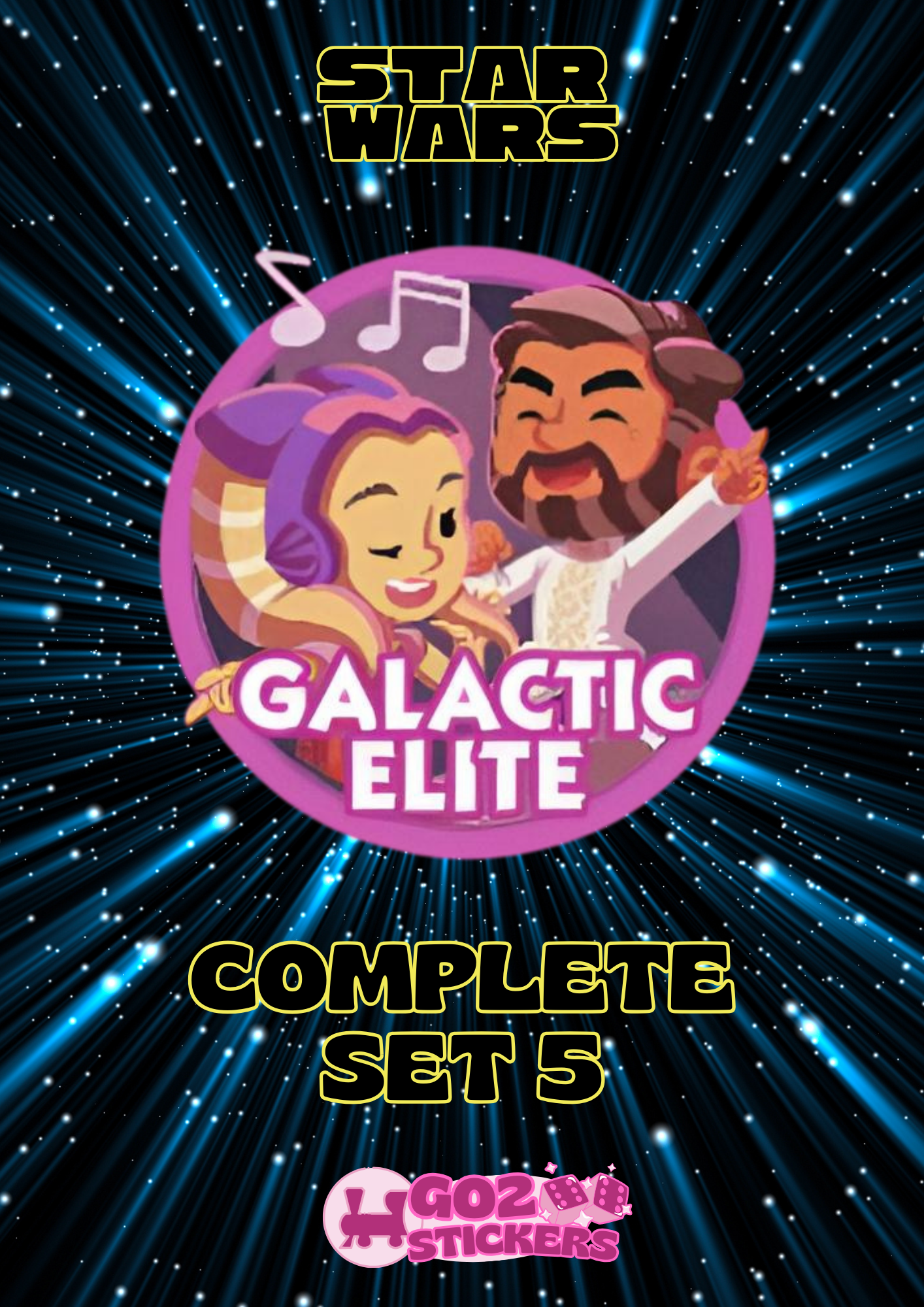 SET 5 (Galactic Elite) Star Wars Set - Monopoly GO! Stickers
