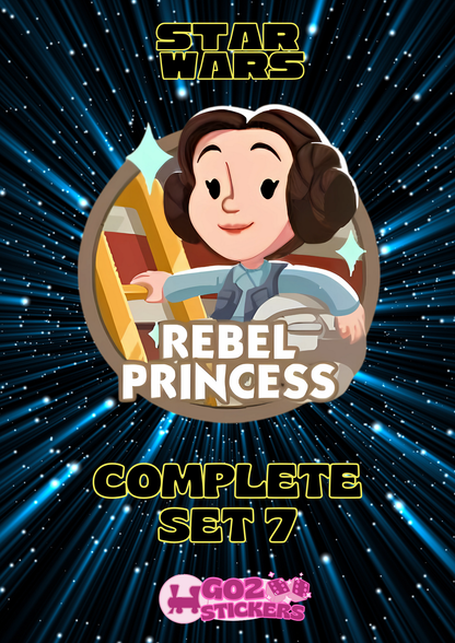 SET 7 (Rebel Princess) Star Wars Set - Monopoly GO! Stickers