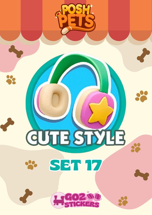 SET 17 (Cute Style) Posh Pets Set - Monopoly GO! Stickers