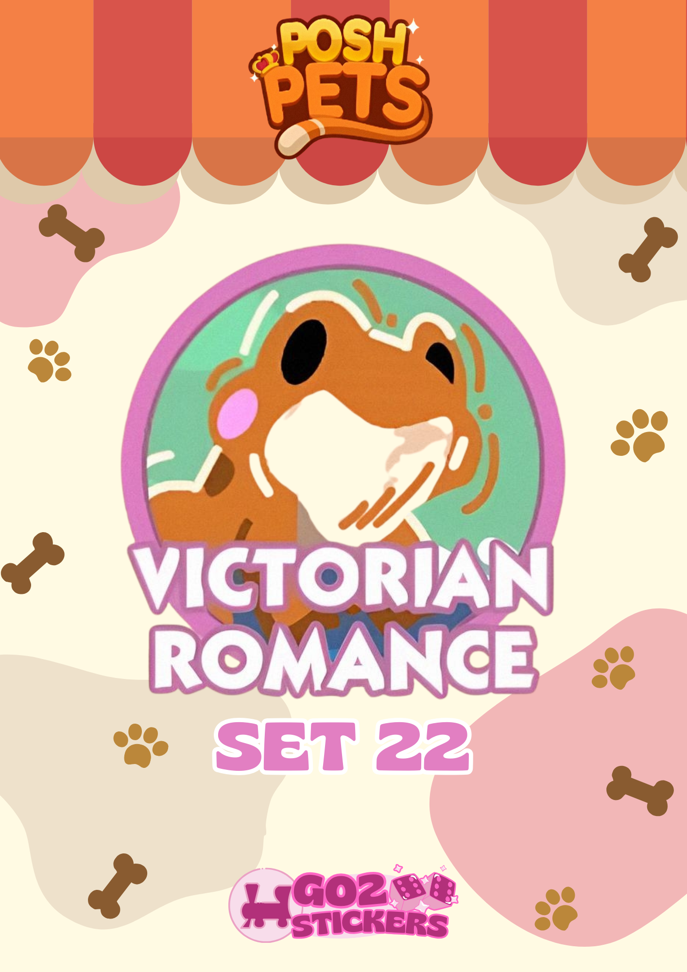 SET 22 (Victorian Romance) Posh Pets Set - Monopoly GO! Stickers