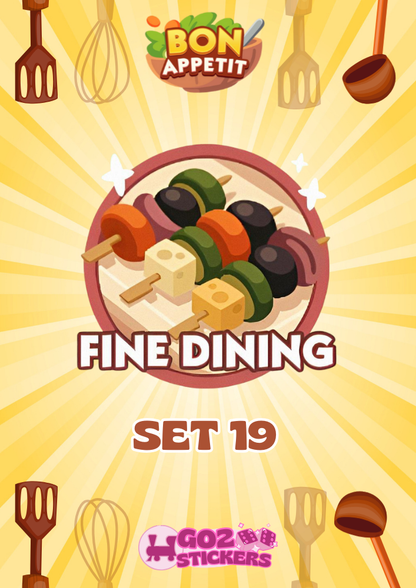 SET 19 (Fine Dining) Bon Appetit Set - Monopoly GO! Stickers