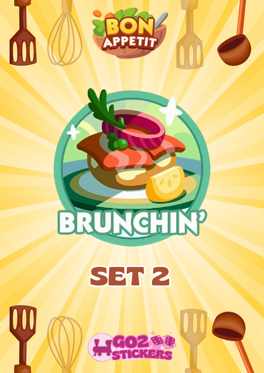 SET 2 (Brunchin') Bon Appetit Set - Monopoly GO! Stickers