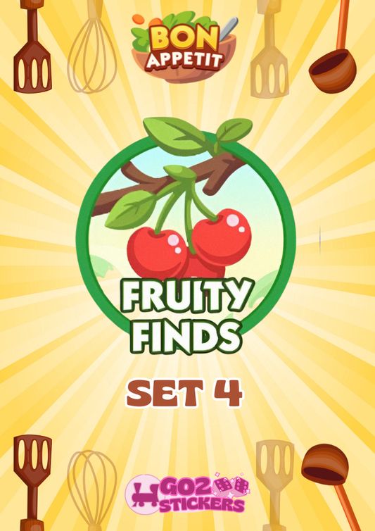 SET 4 (Fruity Finds) Bon Appetit Set - Monopoly GO! Stickers