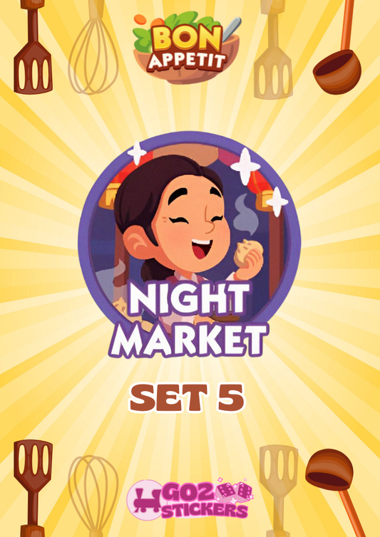 SET 5 (Night Market) Bon Appetit Set - Monopoly GO! Stickers