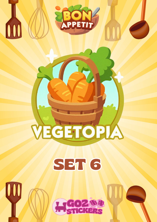 SET 6 (Vegetopia) Bon Appetit Set - Monopoly GO! Stickers