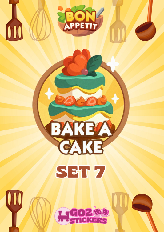 SET 7 (Bake A Cake) Bon Appetit Set - Monopoly GO! Stickers