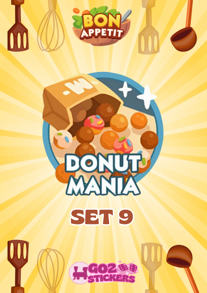 SET 9 (Donut Mania) Bon Appetit Set - Monopoly GO! Stickers