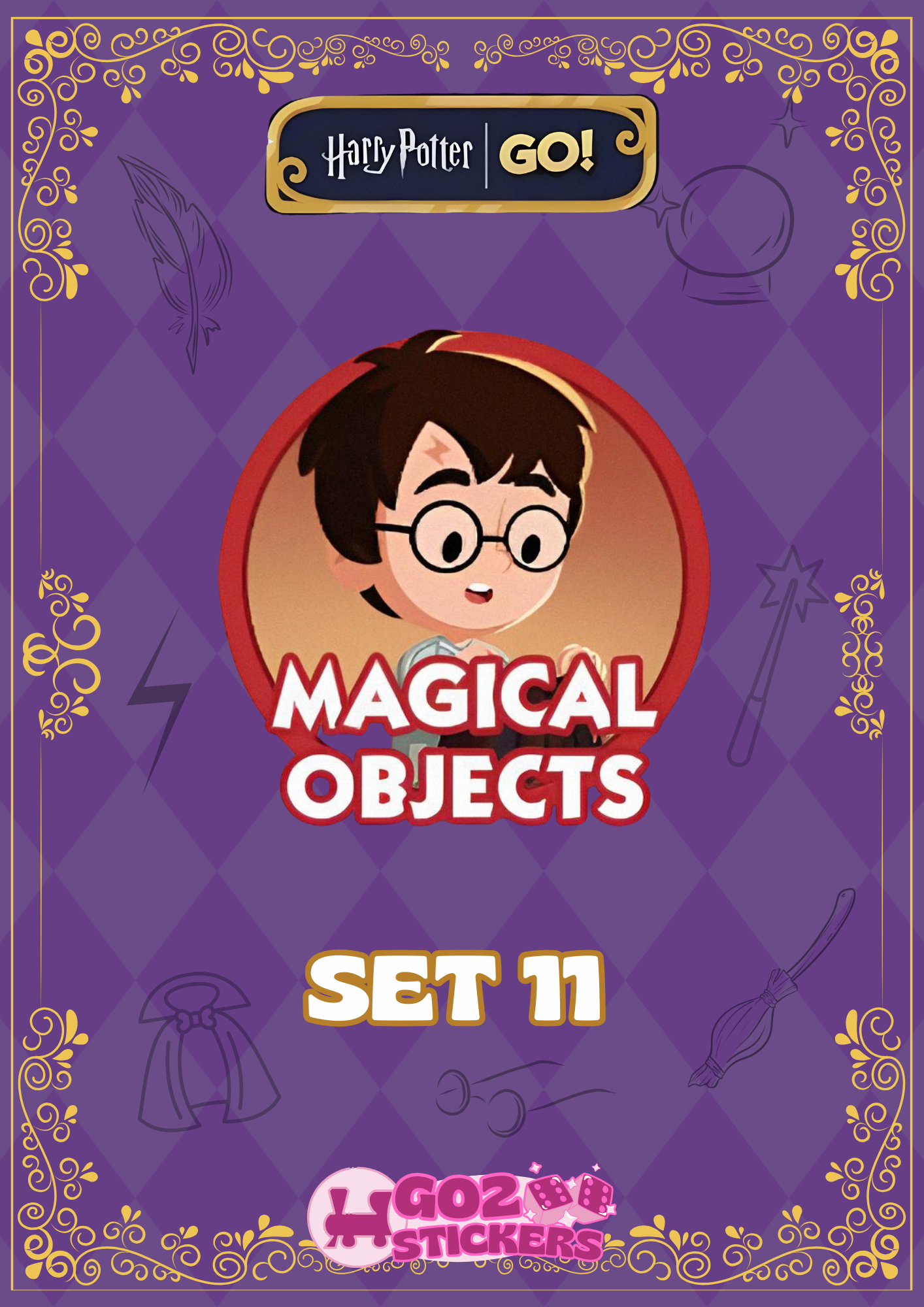 SET 11 (Magical Objects) Harry Potter Set - Monopoly GO! Stickers