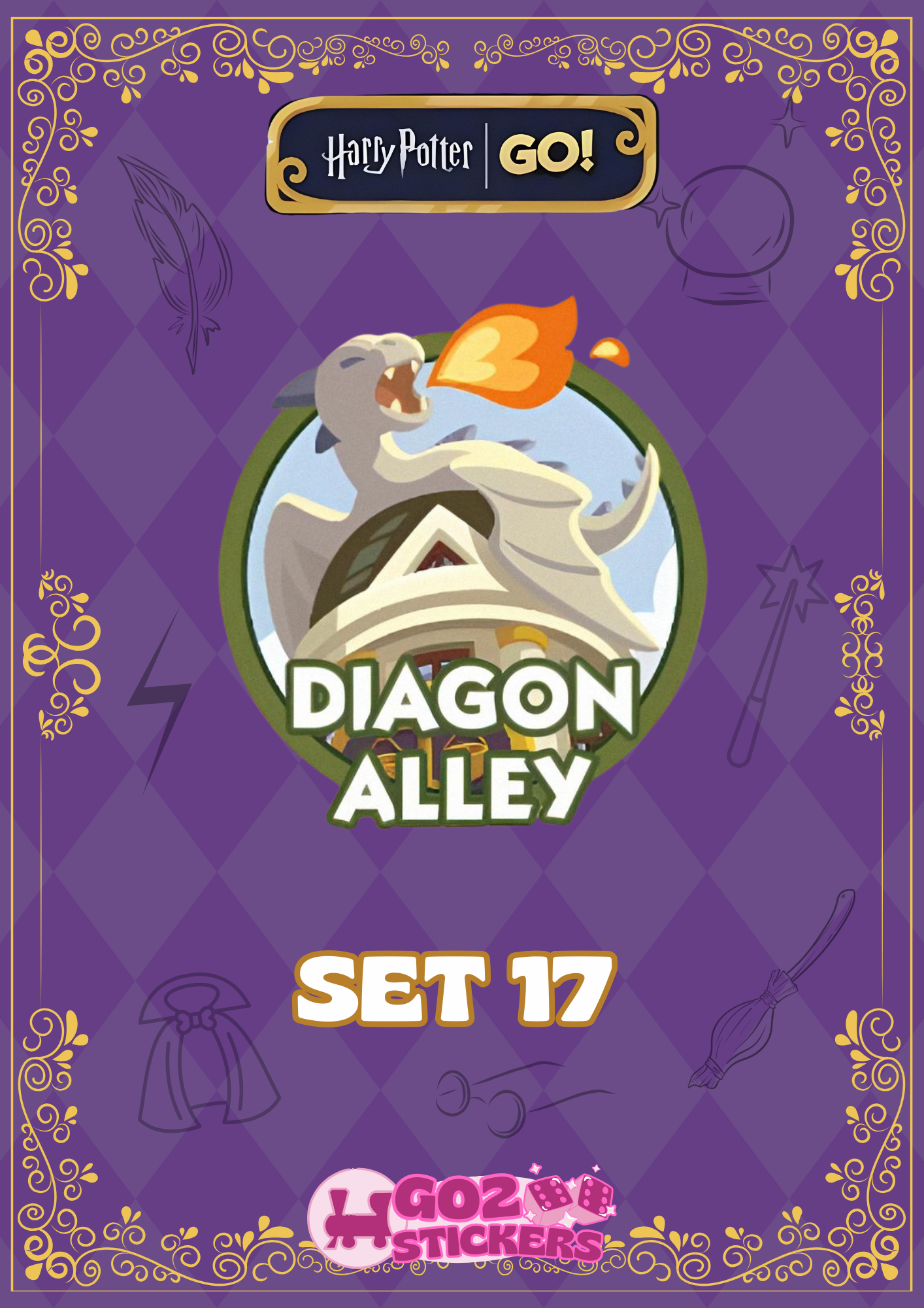 SET 17 (Diagon Alley) Harry Potter Set - Monopoly GO! Stickers