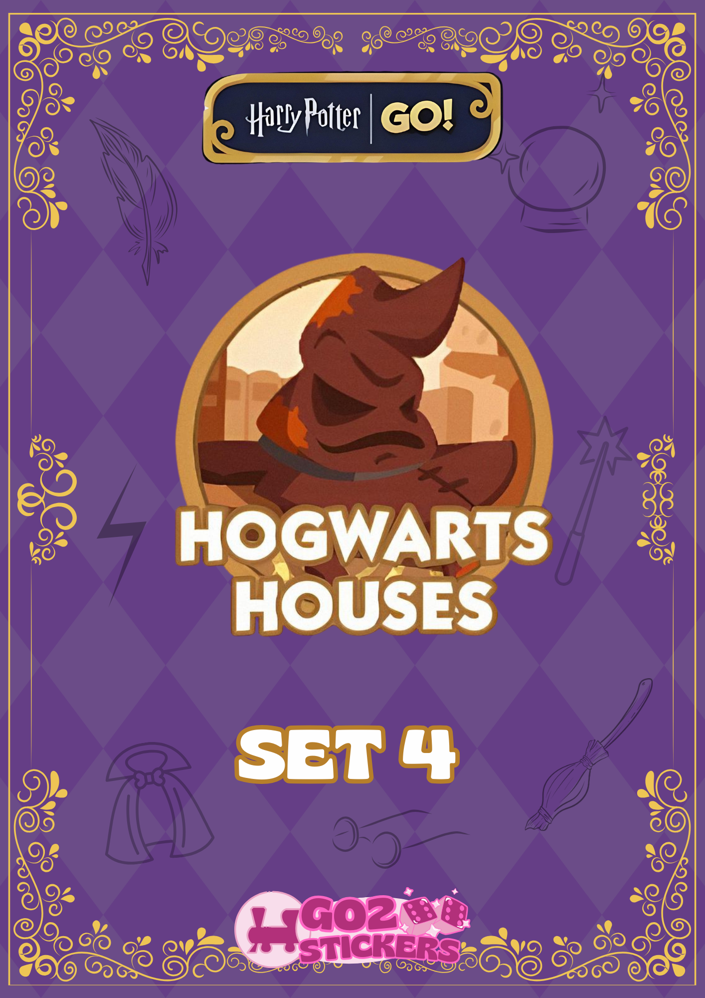 SET 4 (Hogwarts Houses) Harry Potter Set - Monopoly GO! Stickers