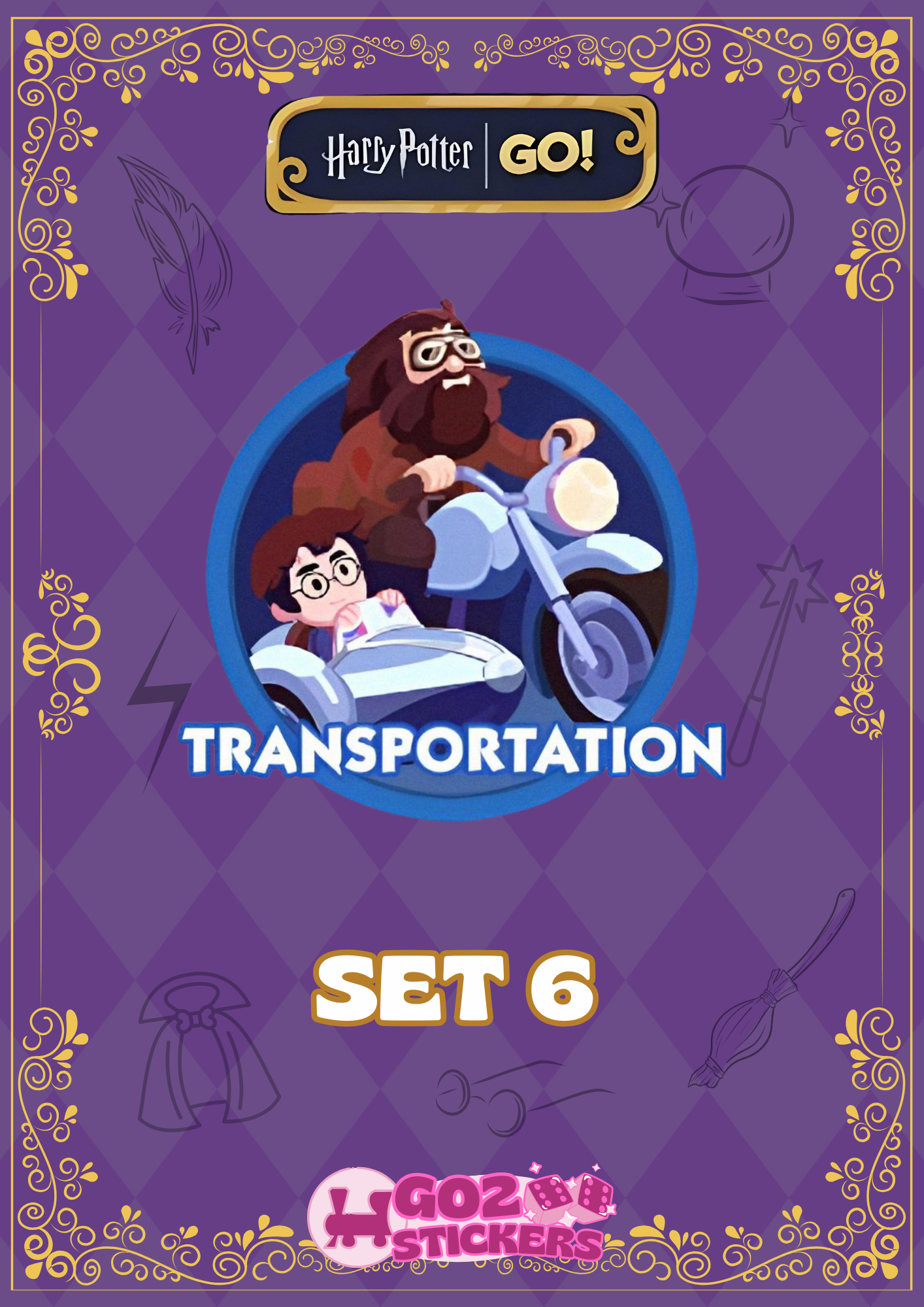 SET 6 (Transportation) Harry Potter Set - Monopoly GO! Stickers